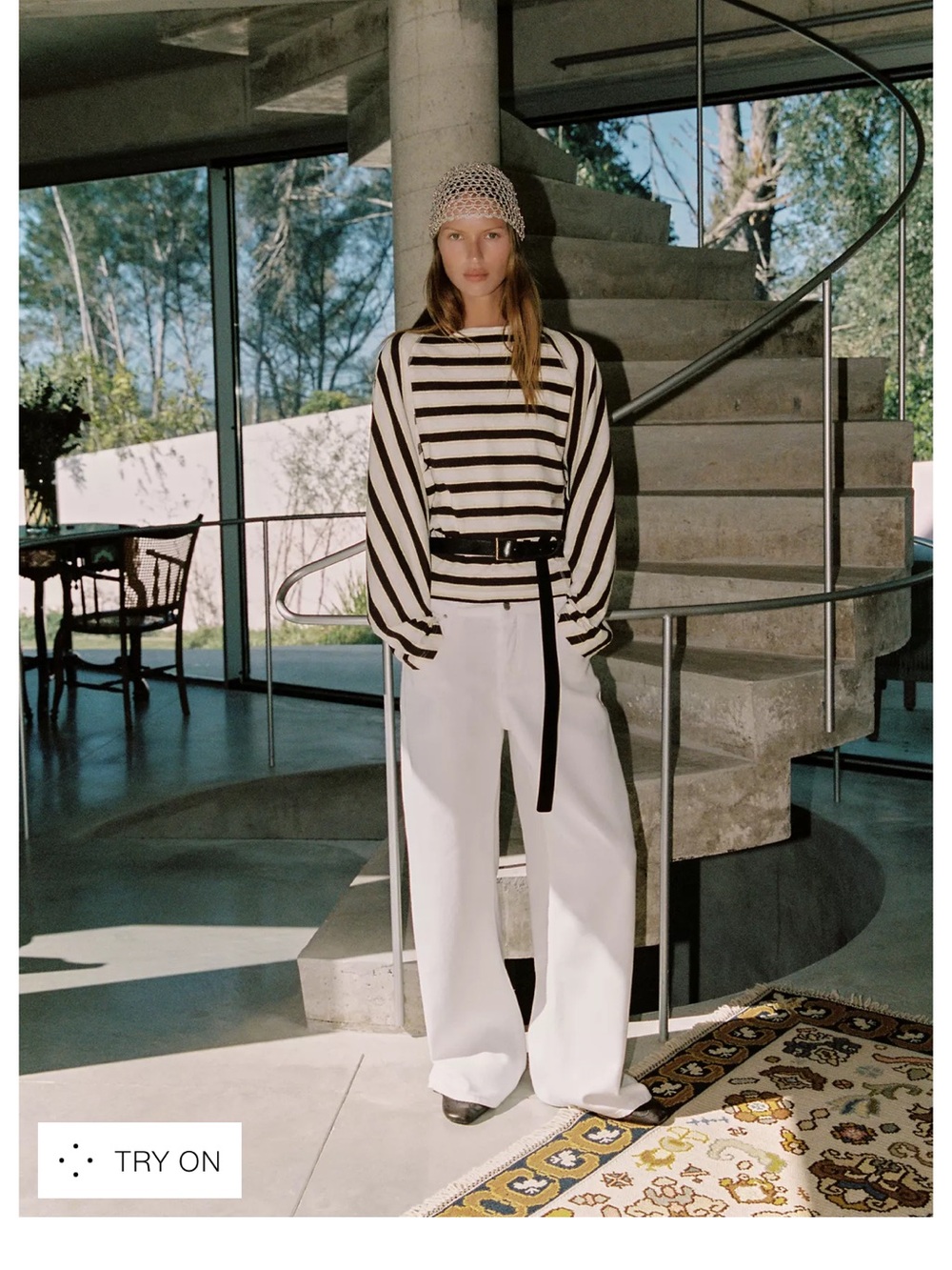 Zara Striped Cotton and Linen T-Shirt